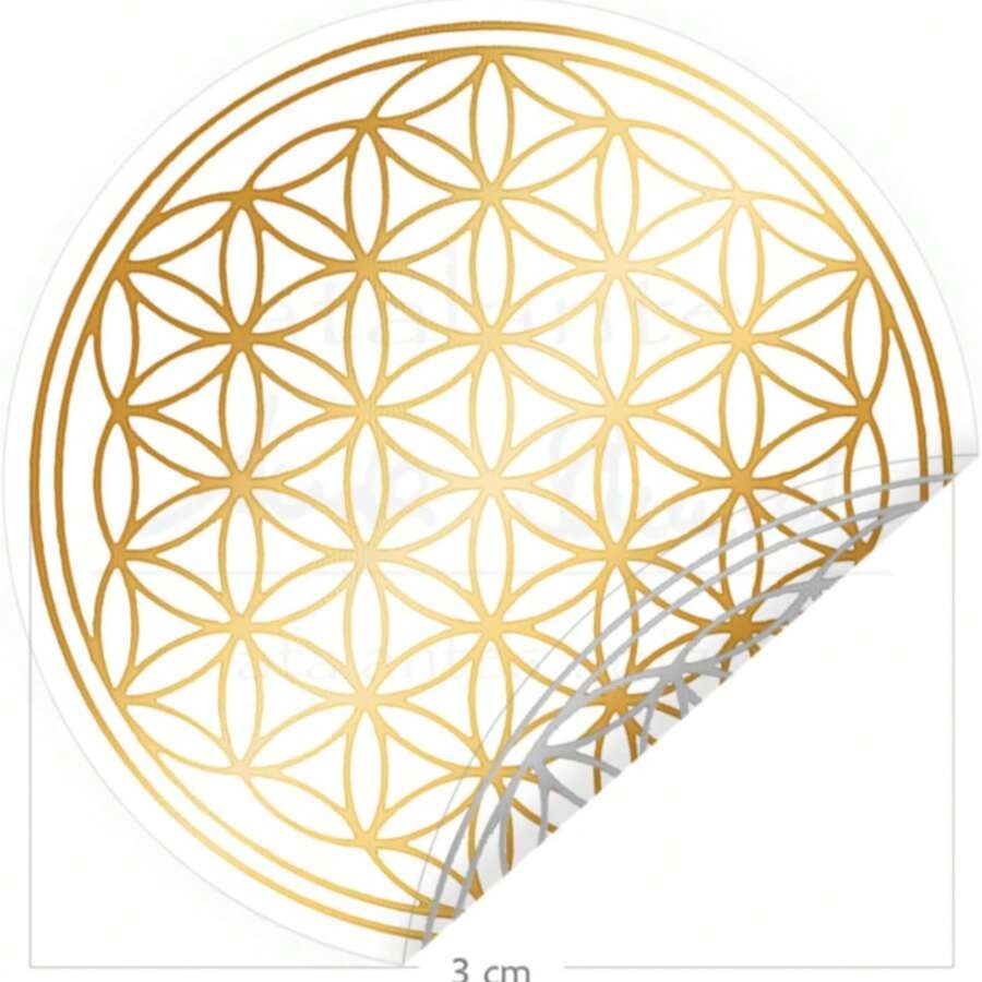 Adesivi Fiore della Vita, Adesivi Fiore della Vita in oro, Adesivi rotondi in PVC autoadesivo, Trasparente cristallino gioielli adesivi, Superficie scintillante per cover di telefono, diari, buste, borracce, valigie, computer