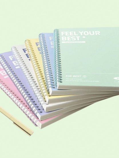 6 blocchi notes A5 a spirale con citazioni ispiratrici - 60 pagine a righe ciascuno, in una varietà di colori pastello (verde menta, giallo, viola, rosa, beige, azzurro chiaro) - carta di alta qualità