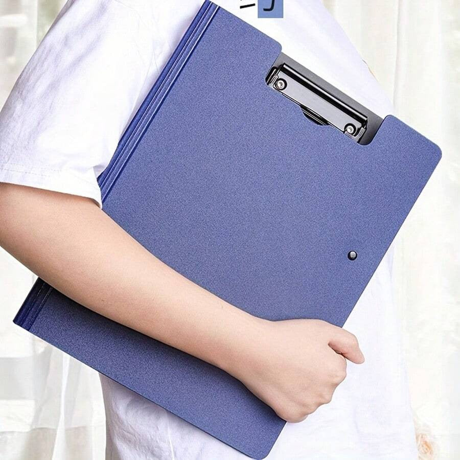 Portablocco con copertina rigida e clip doppie, porta documenti/file/contratti/presentazioni multifunzione portatile A4/A3 per studenti, impiegati, attività commerciali, Back to School