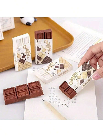 set di cancelleria a tema cioccolato con blocco note, penna a sfera, gomma da cancellare, forniture per il ritorno a scuola