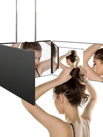 Specchio a 360 gradi, specchio a 3 vie con supporti, specchio cosmetico regolabile per bagno, camera da letto, trucco, doccia, rasatura, acconciatura, taglio