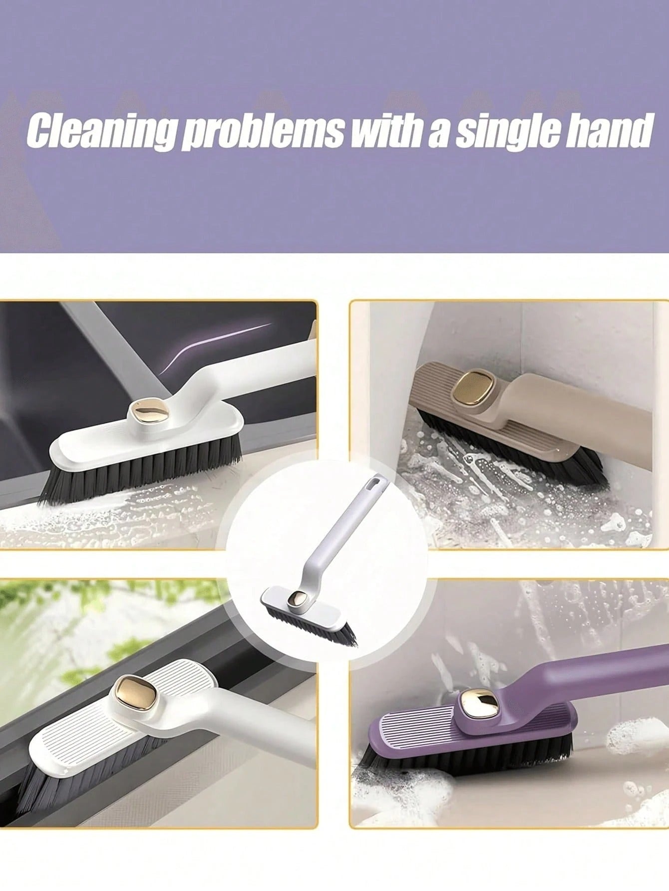 1 pezzo Spazzola rotante 2 in 1 - Versatile per cucina, soggiorno, bagno e altro - Setole per piastrelle, fughe e pulizia delle pareti (stile casuale)