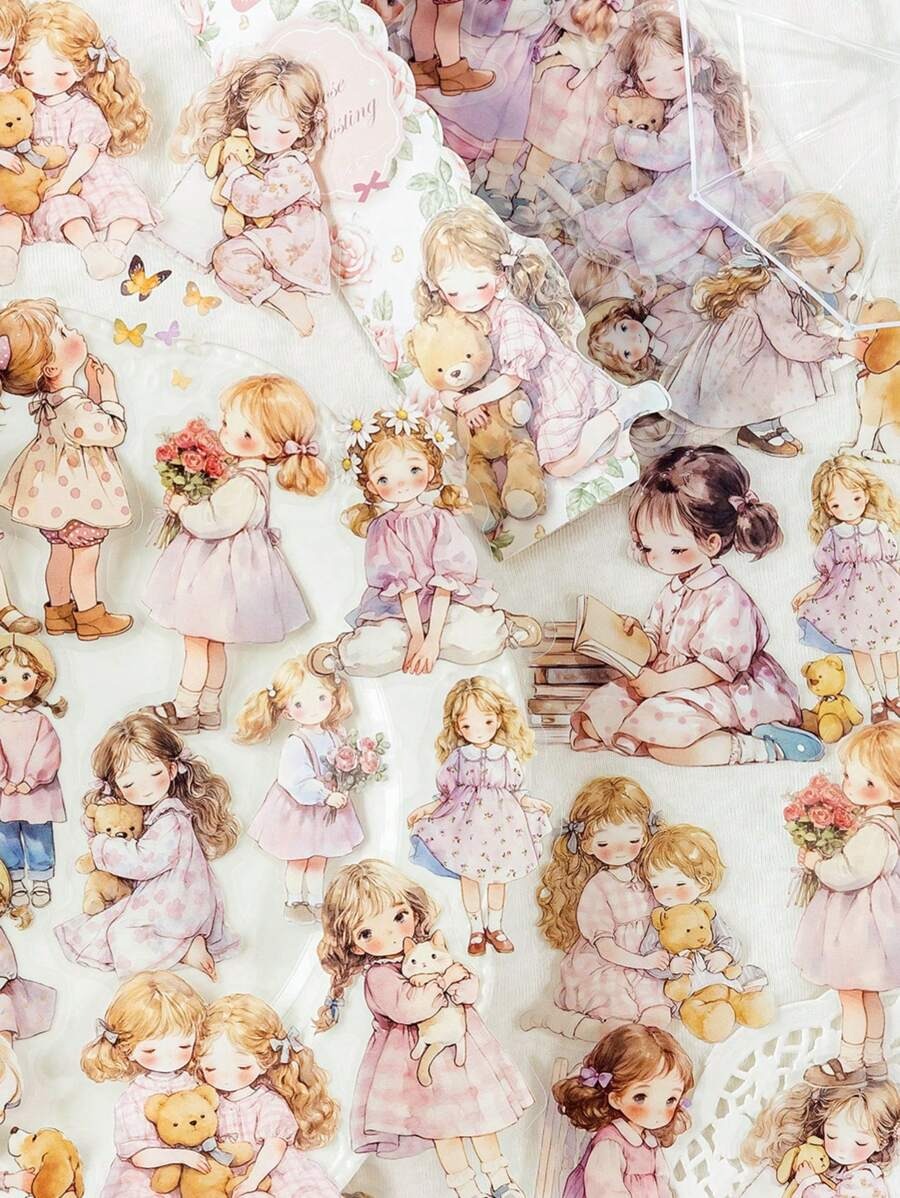 MOCARD 40 pezzi/confezione Adesivi a tema casa delle bambole, arte creativa e estetica, materiale decorativo per scrapbooking DIY, regalo per le vacanze, forniture scolastiche personalizzate per scrapbooking