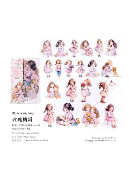 MOCARD 40 pezzi/confezione Adesivi a tema casa delle bambole, arte creativa e estetica, materiale decorativo per scrapbooking DIY, regalo per le vacanze, forniture scolastiche personalizzate per scrapbooking