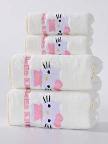 Sanrio 1 pezzo Asciugamano da mano e da bagno in pile di corallo morbido e assorbente, ad asciugatura rapida e senza pelucchi, con il personaggio di Hello Kitty