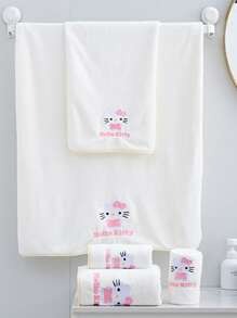 Sanrio 1 pezzo Asciugamano da mano e da bagno in pile di corallo morbido e assorbente, ad asciugatura rapida e senza pelucchi, con il personaggio di Hello Kitty