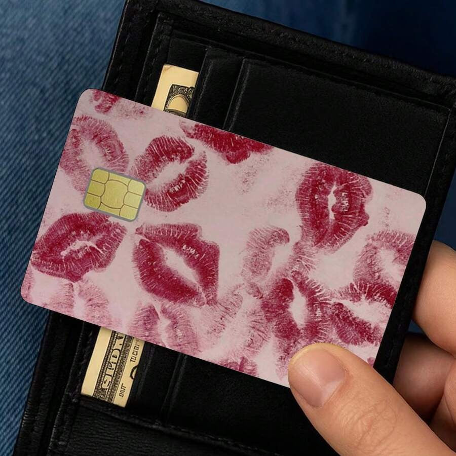 Adesivo per carta di credito/debito con motivo di rossetto alla moda, divertente meme, adatto per carte di credito, citazione da damigella d'onore, decorazione per tessera di trasporto