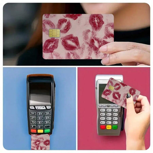 Adesivo per carta di credito/debito con motivo di rossetto alla moda, divertente meme, adatto per carte di credito, citazione da damigella d'onore, decorazione per tessera di trasporto