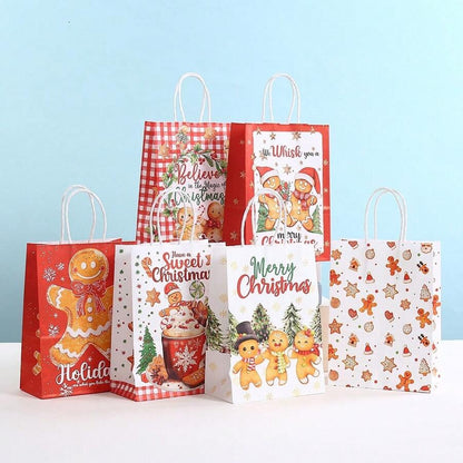 Sacchetti regalo di biscotti di panpepato natalizi - Sacchetti di carta per dolcetti natalizi con manici, per decorazioni per feste di Natale e forniture per vacanze, feste di compleanno, matrimoni, regali di Natale, decorazioni natalizie