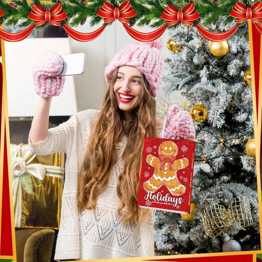 Sacchetti regalo di biscotti di panpepato natalizi - Sacchetti di carta per dolcetti natalizi con manici, per decorazioni per feste di Natale e forniture per vacanze, feste di compleanno, matrimoni, regali di Natale, decorazioni natalizie