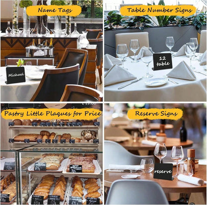 Mini lavagne per esposizione di alimenti, etichette per alimenti per feste, buffet, panetteria, etichette per antipasti, cartellini per i tavoli, inclusi 2 pezzi di pennarelli per gesso liquido