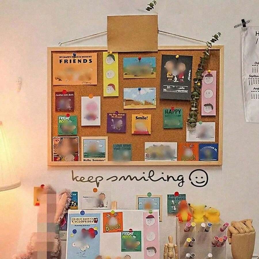 Bacheca in sughero con cornice in legno massiccio - Bacheca per messaggi per ufficio e casa a un solo lato, con spille, montata a parete per foto e note
