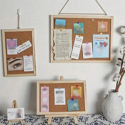 Bacheca in sughero con cornice in legno massiccio - Bacheca per messaggi per ufficio e casa a un solo lato, con spille, montata a parete per foto e note