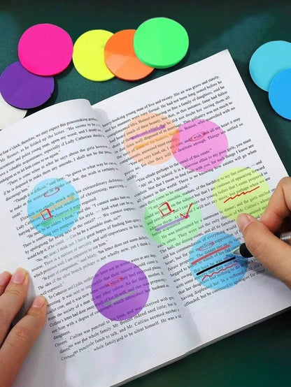 Adesivi rotondi e impermeabili di colore casuale, trasparenti e semi-trasparenti, segnalibri e note adesive per forniture per ufficio e scuola, per il ritorno a scuola