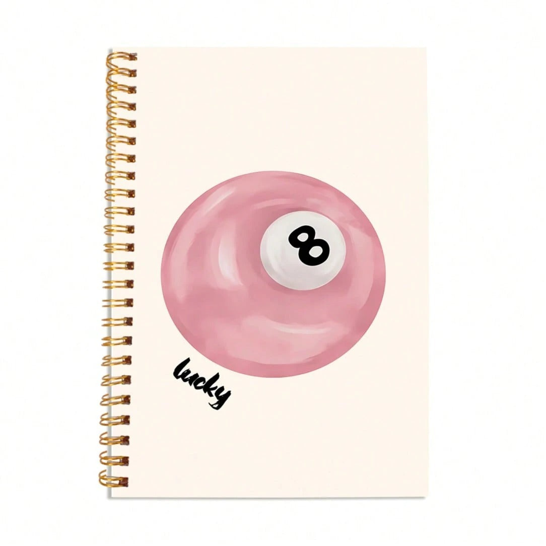 Quaderno a spirale con copertina morbida a tema Palla 8 fortunata - Estetica preppy, forniture per insegnanti e studenti, articoli per ufficio e scuola, con 50 fogli - 5,5x8,3 pollici/14x21 cm con 100 pagine