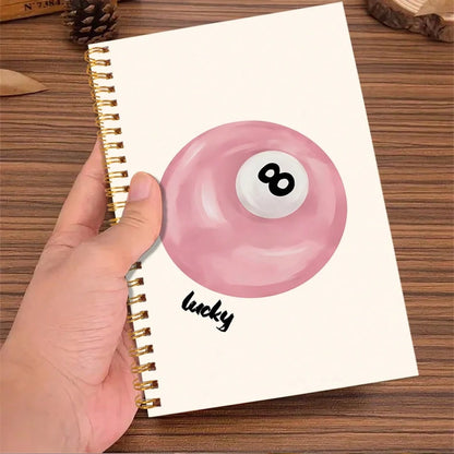 Quaderno a spirale con copertina morbida a tema Palla 8 fortunata - Estetica preppy, forniture per insegnanti e studenti, articoli per ufficio e scuola, con 50 fogli - 5,5x8,3 pollici/14x21 cm con 100 pagine