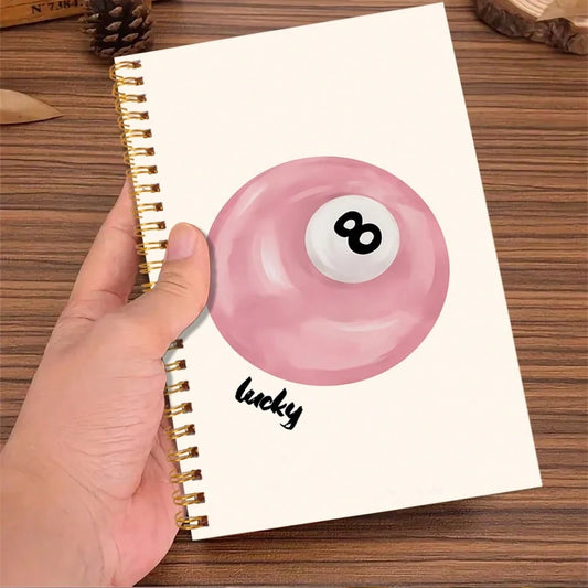 Quaderno a spirale con copertina morbida a tema Palla 8 fortunata - Estetica preppy, forniture per insegnanti e studenti, articoli per ufficio e scuola, con 50 fogli - 5,5x8,3 pollici/14x21 cm con 100 pagine