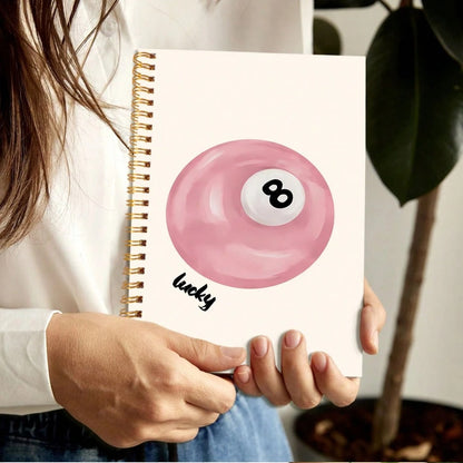 Quaderno a spirale con copertina morbida a tema Palla 8 fortunata - Estetica preppy, forniture per insegnanti e studenti, articoli per ufficio e scuola, con 50 fogli - 5,5x8,3 pollici/14x21 cm con 100 pagine