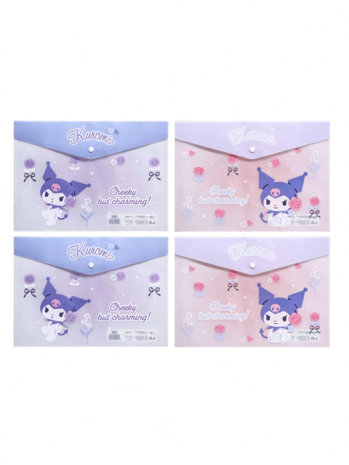 Borse portadocumenti A4 in plastica ABS rinforzata e impermeabile con anelli, con motivi di Hello Kitty, Kuromi, Cinnamoroll, My Melody, adatte per organizzare articoli di cartoleria e documenti