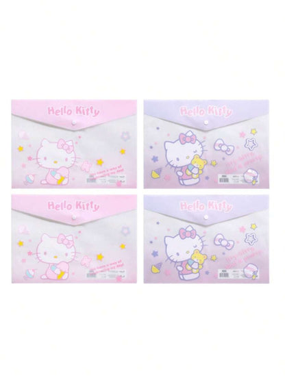 Borse portadocumenti A4 in plastica ABS rinforzata e impermeabile con anelli, con motivi di Hello Kitty, Kuromi, Cinnamoroll, My Melody, adatte per organizzare articoli di cartoleria e documenti