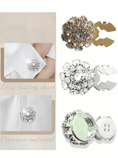1/2/4 pezzi Copri bottoni da 23mm con strass per donna, copri bottoni in cristallo, copri bottoni a molletta staccabili, bottoni in cristallo decorativi per abbigliamento, bottoni a scatto con pinze per abiti