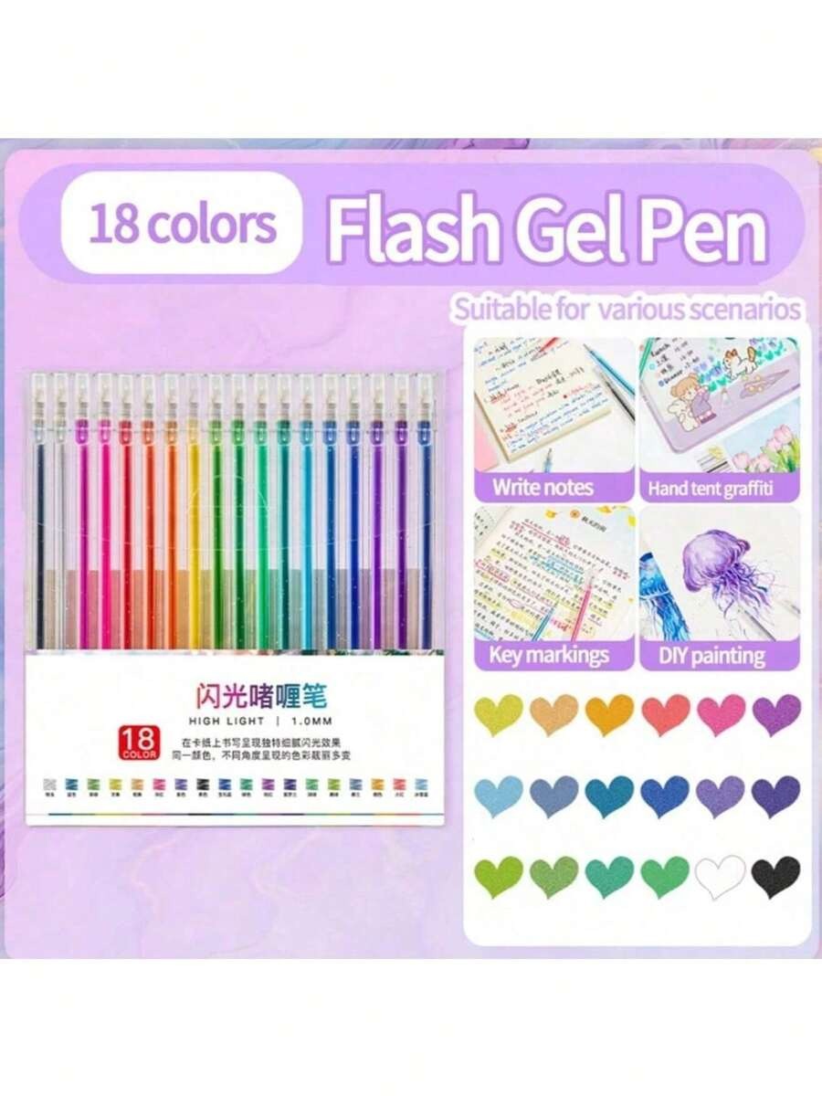 Penna gel glitterata con 8/12/18/24/36/48 colori, evidenziatore fluorescente, manuale, glitter luminescenti speciali, glitter, cristalli, sabbia mobile, penne gel color madreperlato