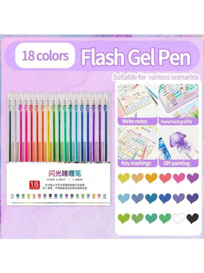 Penna gel glitterata con 8/12/18/24/36/48 colori, evidenziatore fluorescente, manuale, glitter luminescenti speciali, glitter, cristalli, sabbia mobile, penne gel color madreperlato