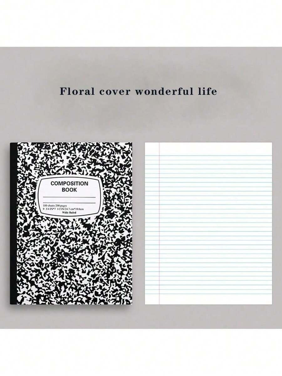 Quaderno con copertina rigida in stile floreale nero, carta spessa, foderato, adatto per studenti e lavoratori d'ufficio per il ritorno a scuola
