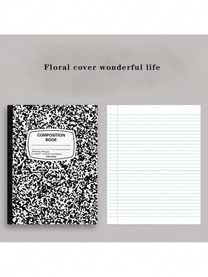 Quaderno con copertina rigida in stile floreale nero, carta spessa, foderato, adatto per studenti e lavoratori d'ufficio per il ritorno a scuola