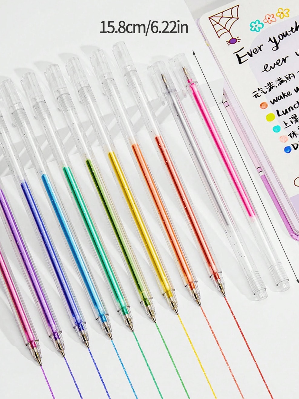 Penna gel glitterata con 8/12/18/24/36/48 colori, evidenziatore fluorescente, manuale, glitter luminescenti speciali, glitter, cristalli, sabbia mobile, penne gel color madreperlato