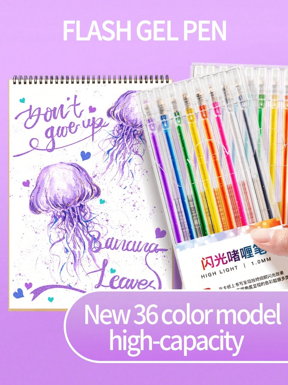 Penna gel glitterata con 8/12/18/24/36/48 colori, evidenziatore fluorescente, manuale, glitter luminescenti speciali, glitter, cristalli, sabbia mobile, penne gel color madreperlato