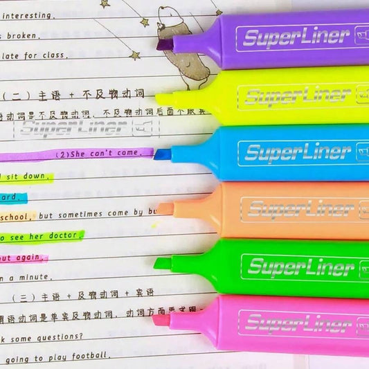 et di evidenziatori fluorescenti, 4/6 colori fluorescenti misti, punta fine in plastica, senza piume, dimensione standard, adatti per ufficio, scuola, studio