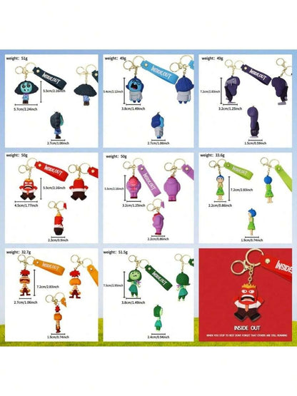 Portachiavi in stile cartone animato in silicone a rovescio, con design a emozione triste, colori vivaci, portachiavi che esprime emozioni