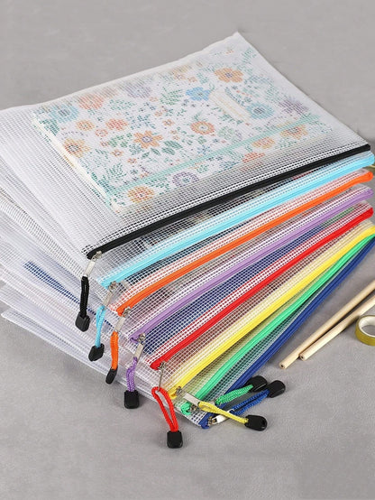 Buste con cerniera in rete, borse con cerniera, borse per puzzle per organizzare l' archiviazione, formato lettera, formato A4, buste con cerniera per forniture per ufficio e scuola