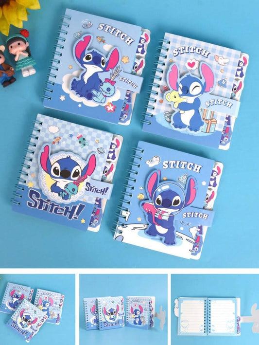Stile casuale Kawaii Stitchs Taccuino tascabile Lilo & Stitchs Articoli di cartoleria per ufficio a tema cartone animato (Alcune parti possono essere casuali) (Ci può essere una differenza di colore durante la ripresa degli oggetti reali alla luce)