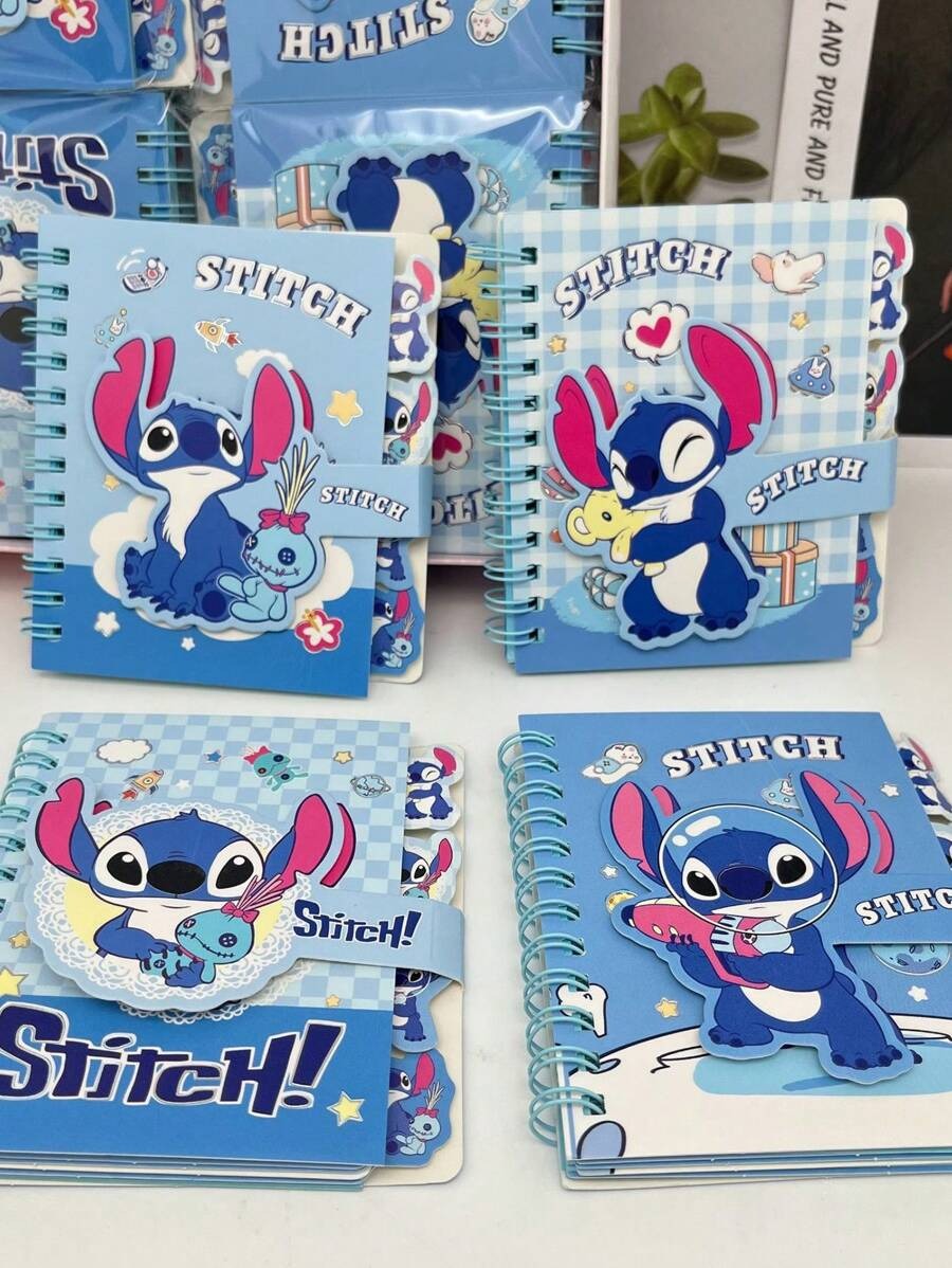 Stile casuale Kawaii Stitchs Taccuino tascabile Lilo & Stitchs Articoli di cartoleria per ufficio a tema cartone animato (Alcune parti possono essere casuali) (Ci può essere una differenza di colore durante la ripresa degli oggetti reali alla luce)