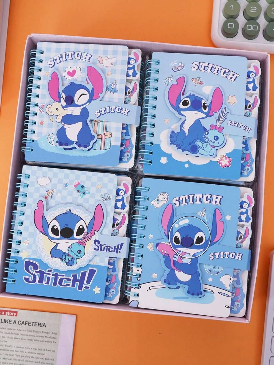 Stile casuale Kawaii Stitchs Taccuino tascabile Lilo & Stitchs Articoli di cartoleria per ufficio a tema cartone animato (Alcune parti possono essere casuali) (Ci può essere una differenza di colore durante la ripresa degli oggetti reali alla luce)
