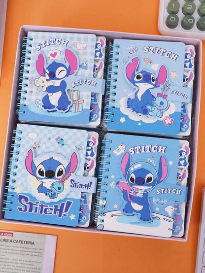 Stile casuale Kawaii Stitchs Taccuino tascabile Lilo & Stitchs Articoli di cartoleria per ufficio a tema cartone animato (Alcune parti possono essere casuali) (Ci può essere una differenza di colore durante la ripresa degli oggetti reali alla luce)