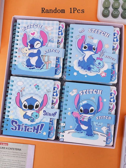 Stile casuale Kawaii Stitchs Taccuino tascabile Lilo & Stitchs Articoli di cartoleria per ufficio a tema cartone animato (Alcune parti possono essere casuali) (Ci può essere una differenza di colore durante la ripresa degli oggetti reali alla luce)