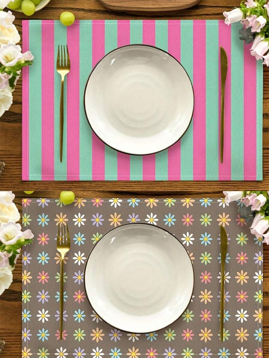 Tovaglietta, tovaglietta in lino minimal e stilosa con linee, rende la sala da pranzo fresca, tovaglietta da festa, tovaglietta per alimenti, sottopentola termoisolante, decorazione sala da pranzo, tappetino da picnic all'aperto.