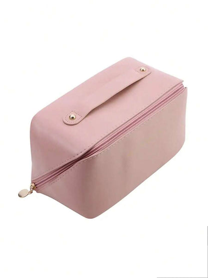 Borsa cosmetica impermeabile in PU, borsa cosmetica da viaggio di grandi dimensioni, borsa porta cosmetici portatile con compartimenti e manici, adatta per cosmetici