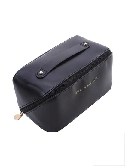 Borsa cosmetica impermeabile in PU, borsa cosmetica da viaggio di grandi dimensioni, borsa porta cosmetici portatile con compartimenti e manici, adatta per cosmetici