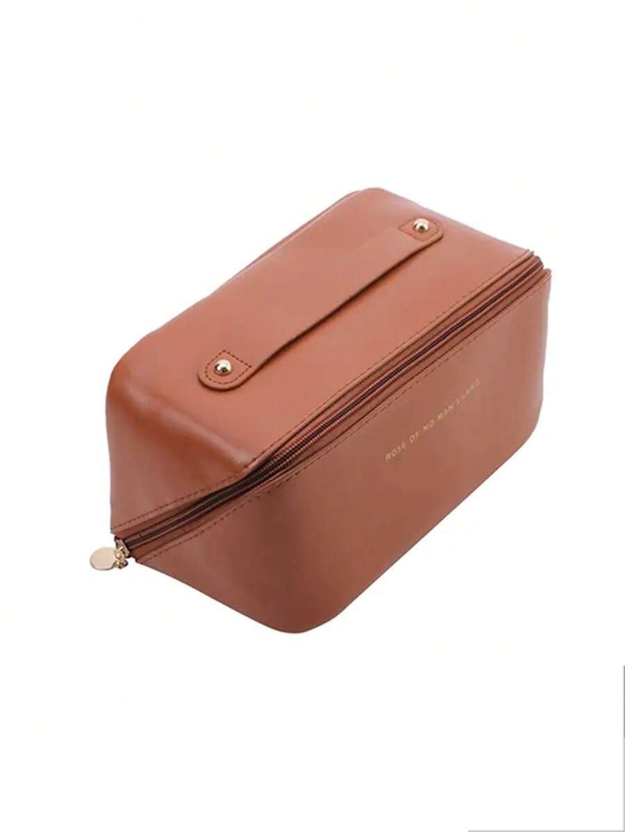 Borsa cosmetica impermeabile in PU, borsa cosmetica da viaggio di grandi dimensioni, borsa porta cosmetici portatile con compartimenti e manici, adatta per cosmetici
