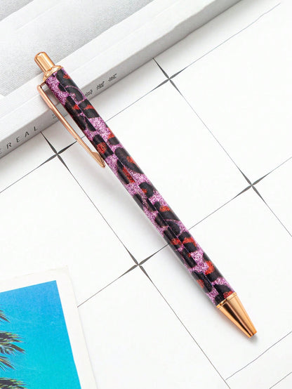 Penna a sfera con paillettes in metallo, penna a palloncino per ufficio, articoli di cartoleria e pubblicità, regalo a forma di pallino con polvere d'oro adatto per l'apprendimento in ufficio