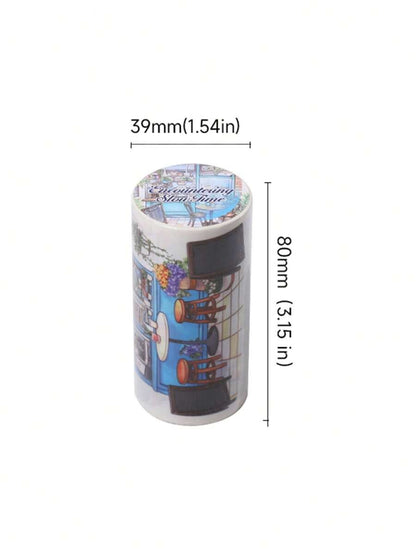 Rotolo di nastro di grandi dimensioni, serie "Incontro con il tempo lento", adesivi per scrapbooking a tema paesaggio urbano, adatti per decorare diari di studenti, per forniture scolastiche