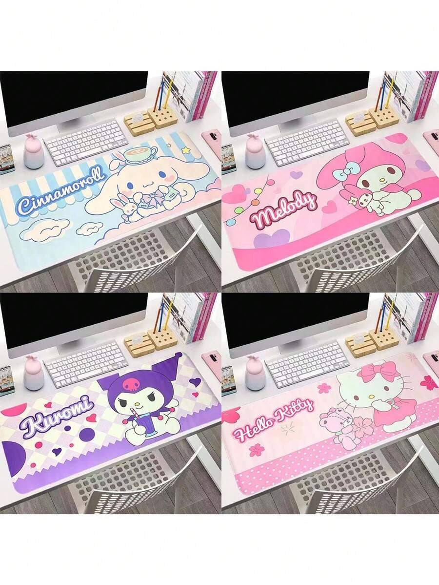Tappetino da scrivania in cartoni animati grande, tappetino per il mouse e i pasti da ufficio in PVC rettangolare, tappeto antifuga e antiscivolo per la scuola