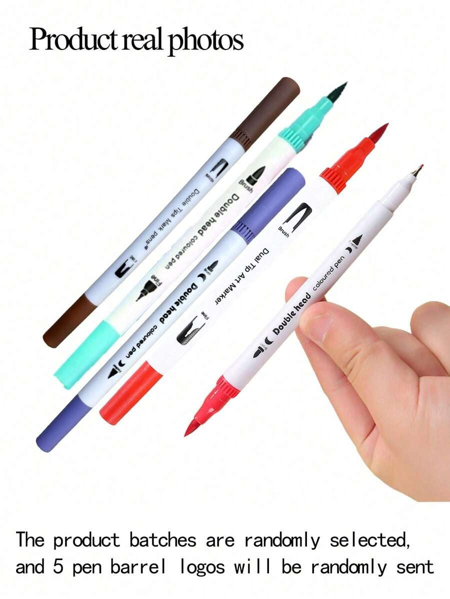 Pennarelli a doppia punta, pennarello a punta fine colorato e evidenziatore a pennello per adulti, per colorazione, calligrafia a mano, scrittura, agenda, 12/24/36/48/60/80/120 set di colori