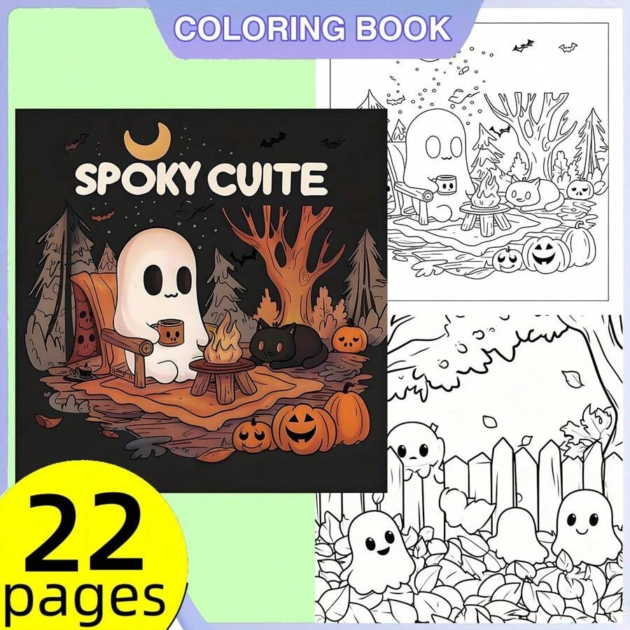 Libro da colorare di Ognissanti carino e inquietante, 22 pagine su carta spessa, temi audaci e spaventosi, attività artistica rilassante, perfetto come regalo per feste di compleanno e festività, per forniture scolastiche, per il ritorno a scuola