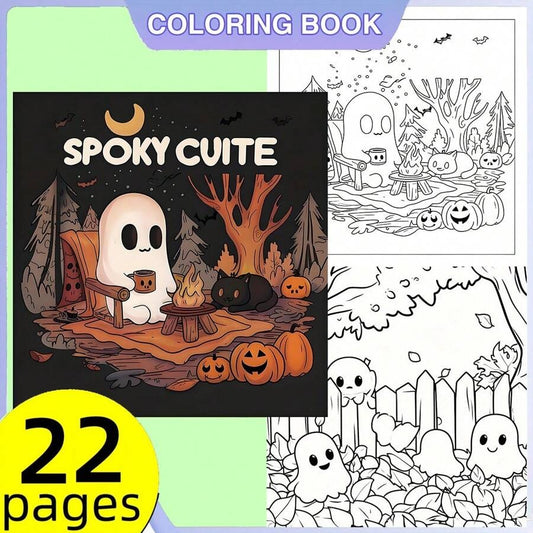 Libro da colorare di Ognissanti carino e inquietante, 22 pagine su carta spessa, temi audaci e spaventosi, attività artistica rilassante, perfetto come regalo per feste di compleanno e festività, per forniture scolastiche, per il ritorno a scuola