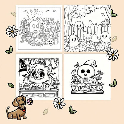 Libro da colorare di Ognissanti carino e inquietante, 22 pagine su carta spessa, temi audaci e spaventosi, attività artistica rilassante, perfetto come regalo per feste di compleanno e festività, per forniture scolastiche, per il ritorno a scuola